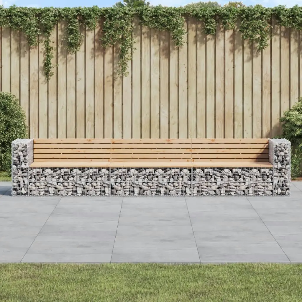 Garden Bench Gabion Design 347x71x65.5 cm Solid Wood Pine 3196254