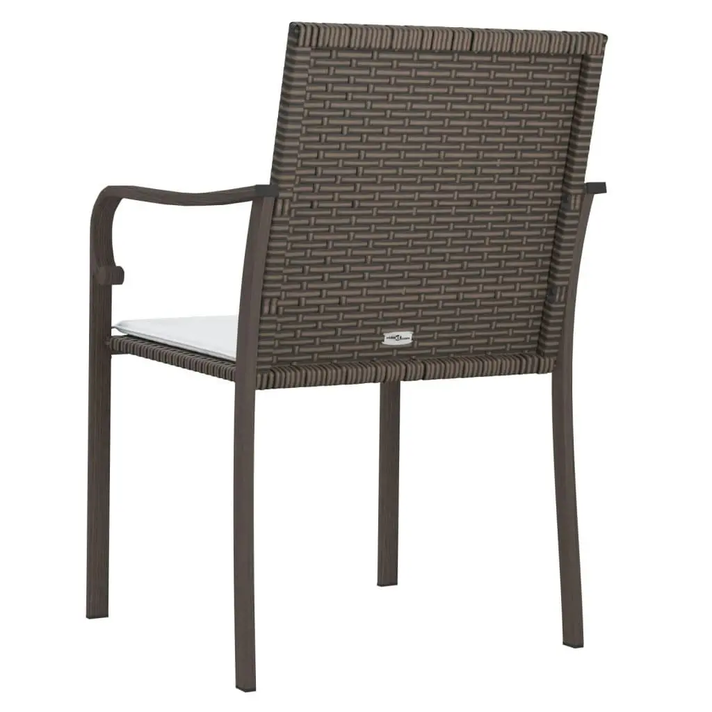 Garden Chairs with Cushions 2 pcs Brown 56x59x84 cm Poly Rattan 364093