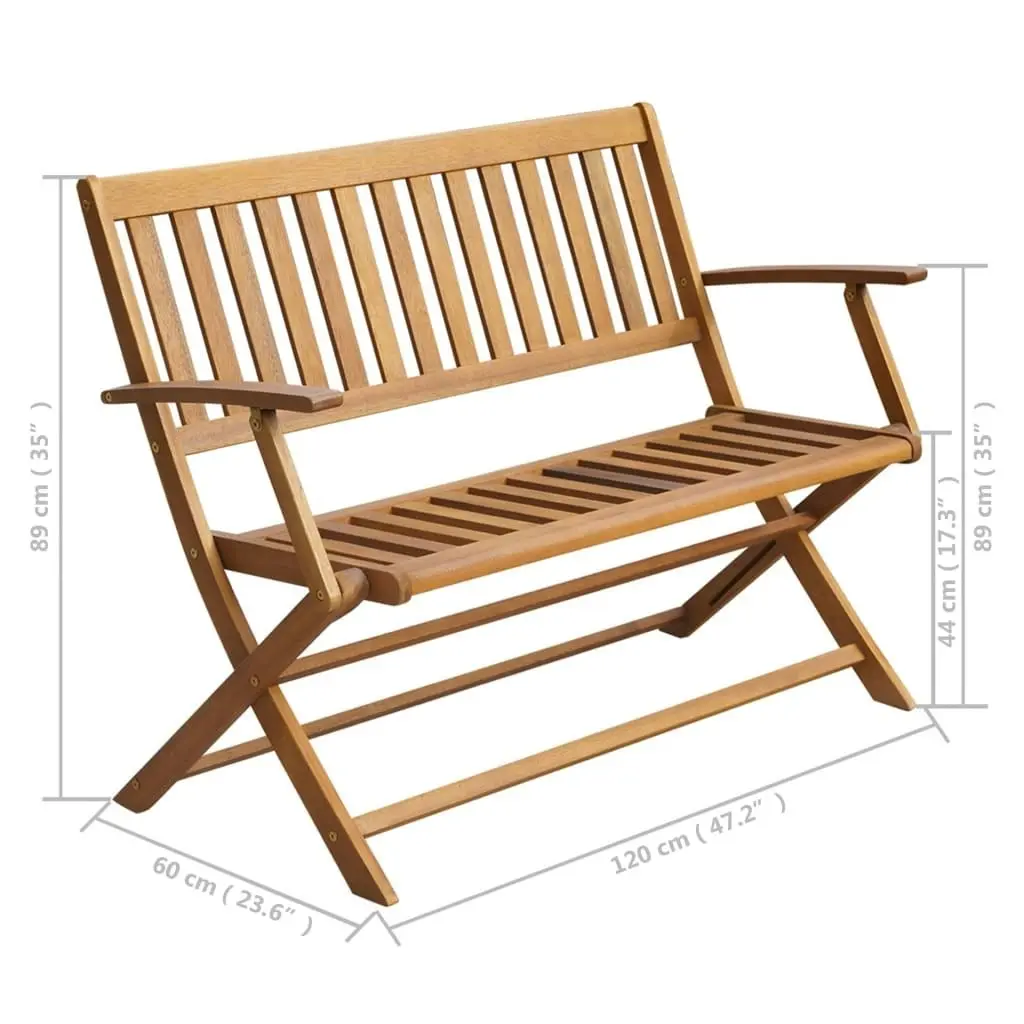 Garden Bench with Cushion 120 cm Solid Acacia Wood 3064254