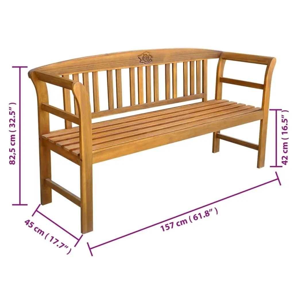 Garden Bench with Cushion 157 cm Solid Acacia Wood 3064284