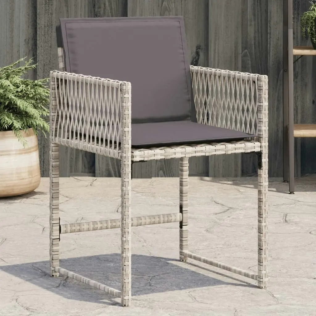 Garden Chairs with Cushions 4 pcs Light Grey Poly Rattan 365022