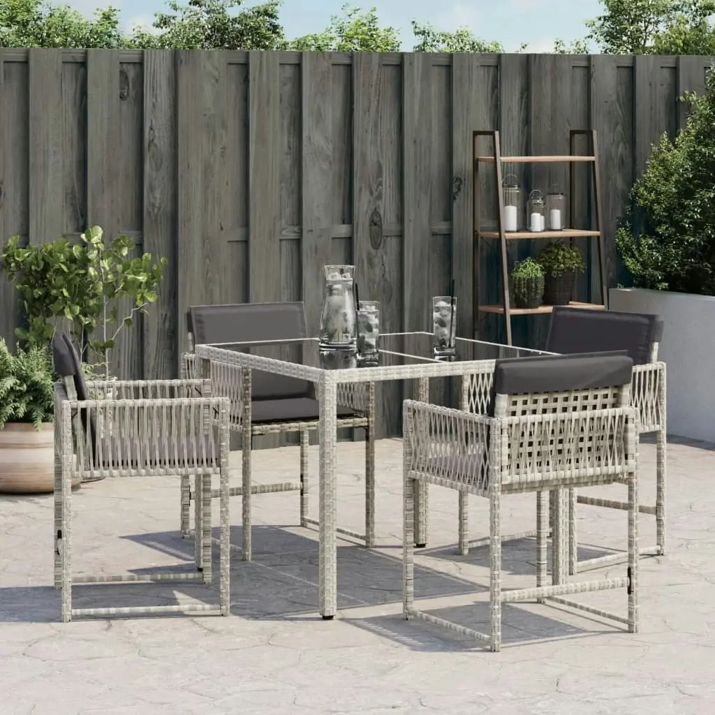 Garden Chairs with Cushions 4 pcs Light Grey Poly Rattan 365022