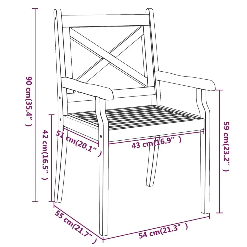 Outdoor Dining Chairs 3 pcs Solid Wood Acacia 310306