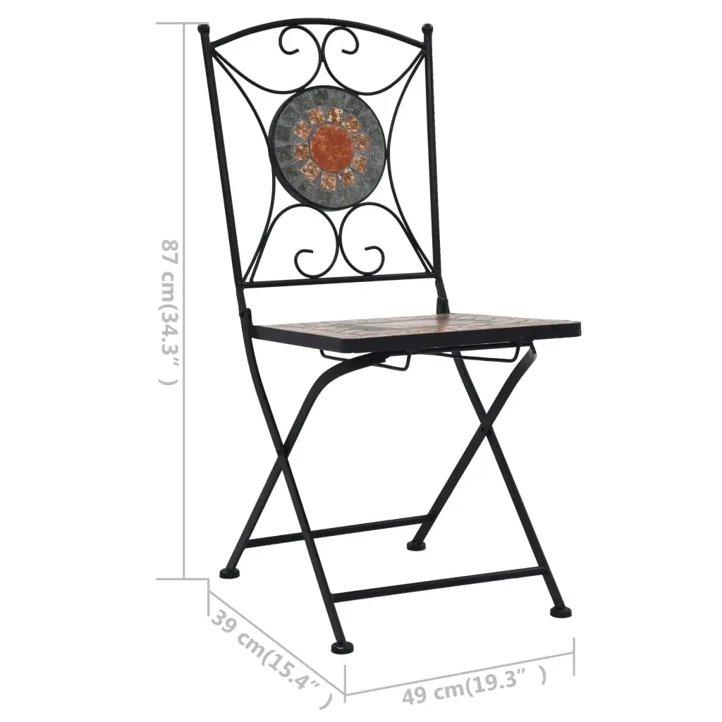 Mosaic Bistro Chairs 2 pcs Orange/Grey 46718