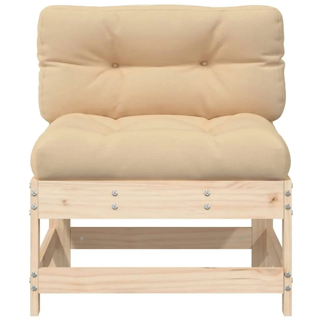 Middle Sofa with Cushions Solid Wood Pine 825548