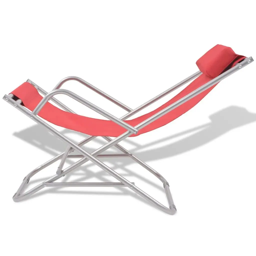 Reclining Deck Chairs 2 pcs Steel Red 42937