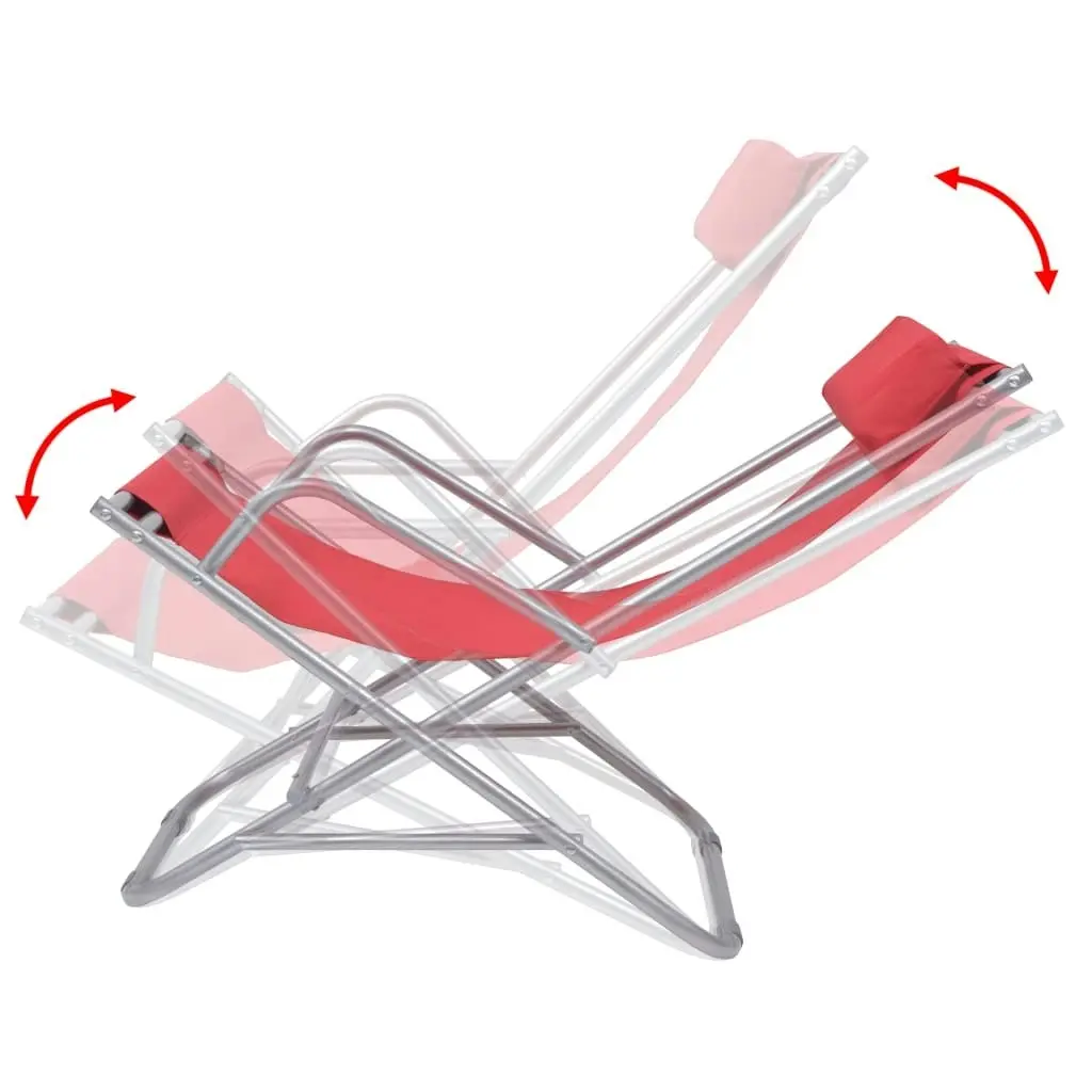 Reclining Deck Chairs 2 pcs Steel Red 42937