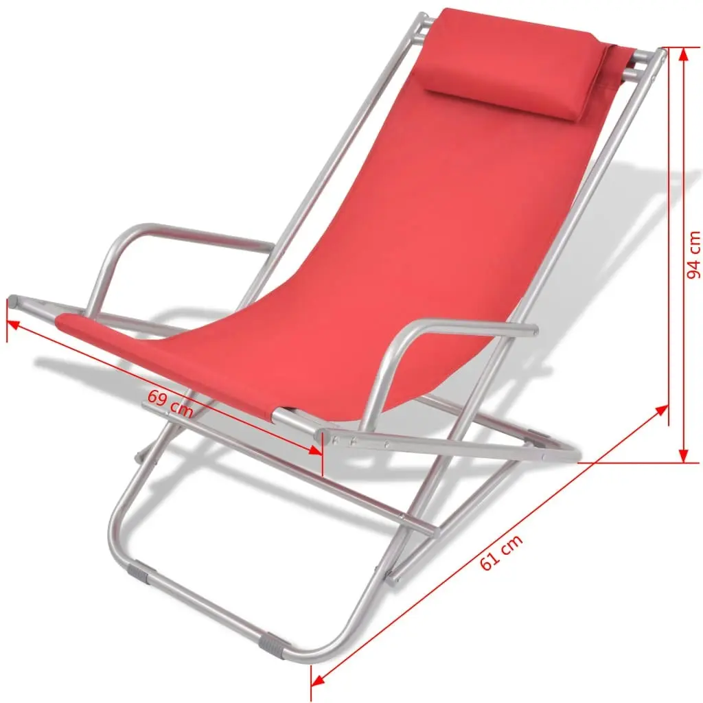 Reclining Deck Chairs 2 pcs Steel Red 42937