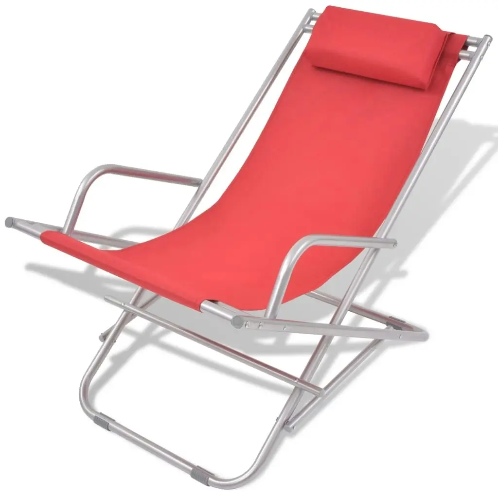 Reclining Deck Chairs 2 pcs Steel Red 42937