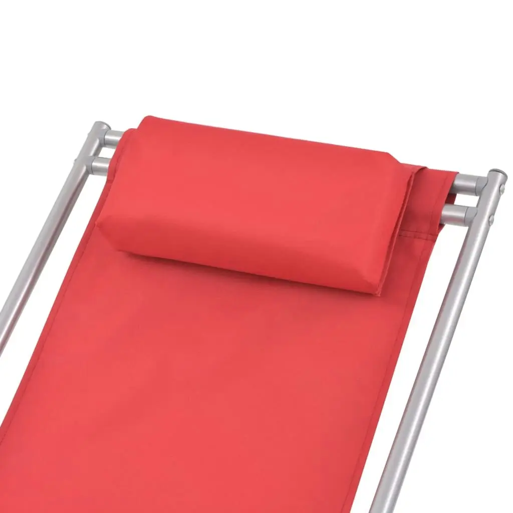 Reclining Deck Chairs 2 pcs Steel Red 42937