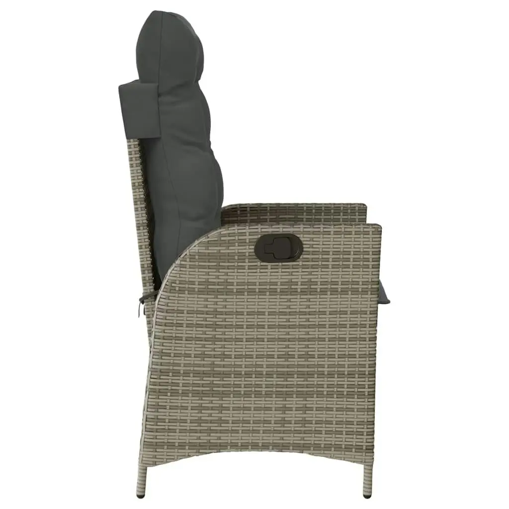 Reclining Garden Chairs 2 pcs with Cushions Grey Poly Rattan 365267