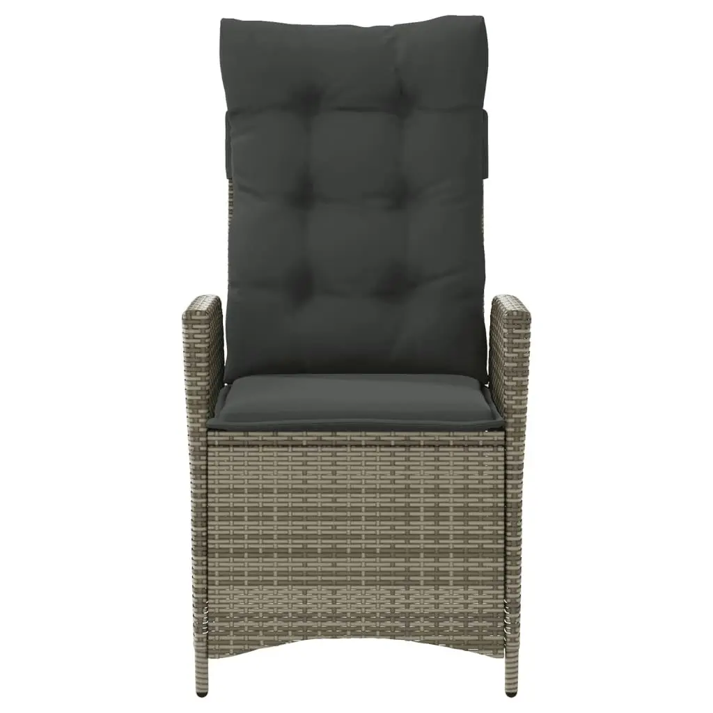 Reclining Garden Chairs 2 pcs with Cushions Grey Poly Rattan 365267