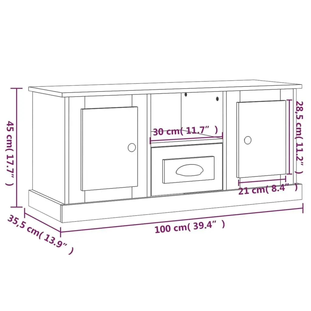 TV Cabinet Sonoma Oak 100x35.5x45 cm Engineered Wood 816459