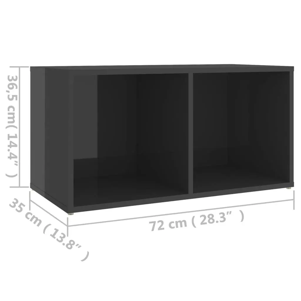 TV Cabinet High Gloss Grey 72x35x36.5 cm Engineered Wood 805533