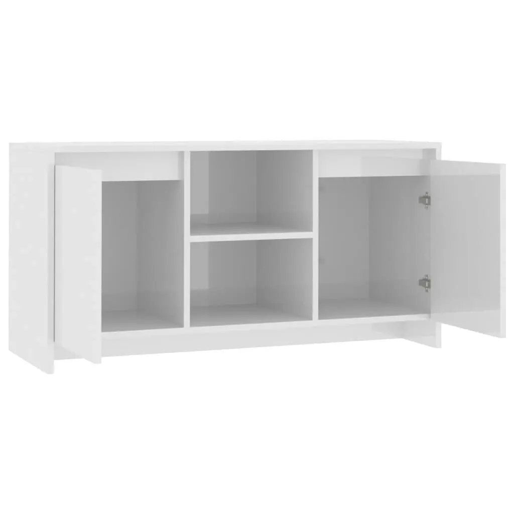 TV Cabinet High Gloss White 102x37.5x52.5 cm Engineered Wood 809797