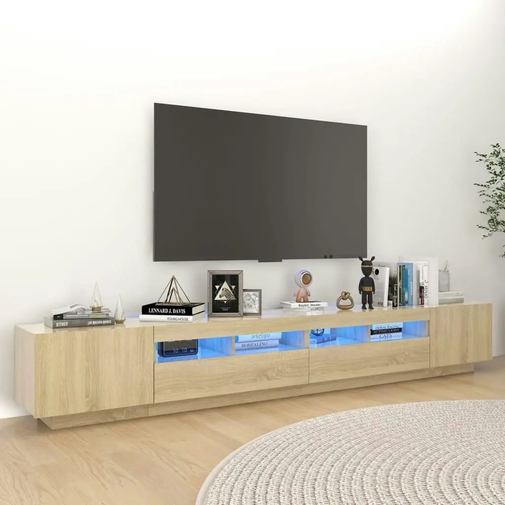 TV Cabinet with LED Lights Sonoma Oak 260x35x40 cm 3081918