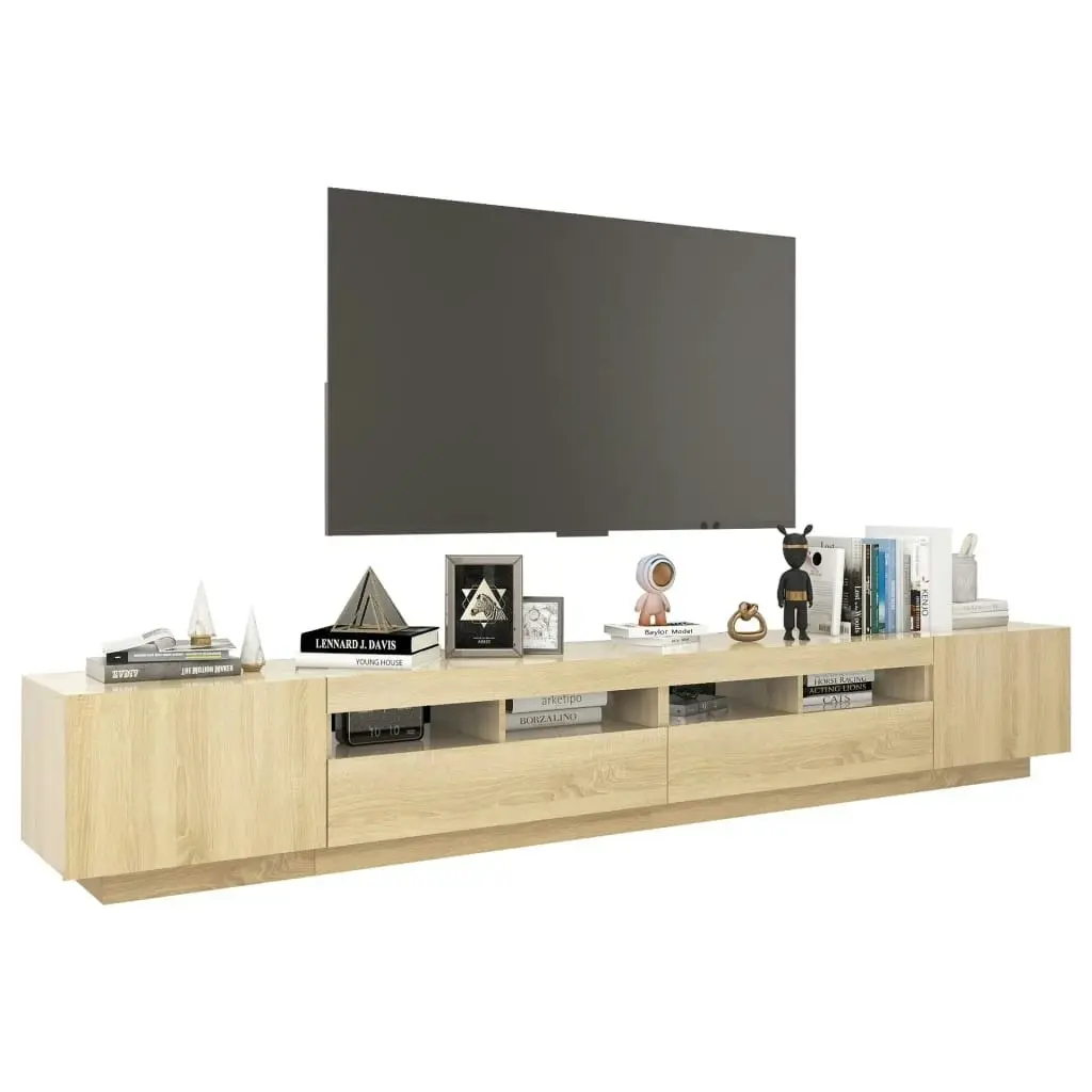 TV Cabinet with LED Lights Sonoma Oak 260x35x40 cm 3081918