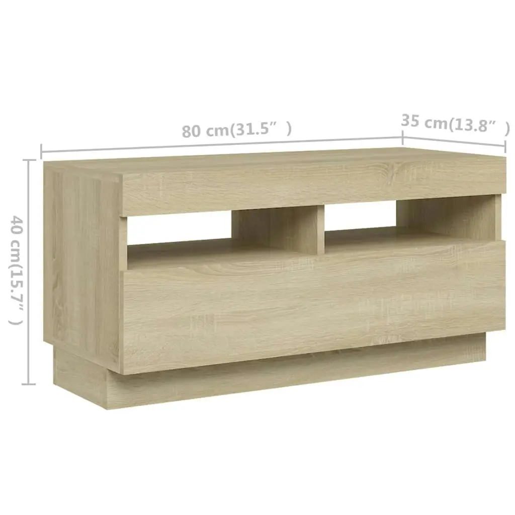 TV Cabinet with LED Lights Sonoma Oak 260x35x40 cm 3081918