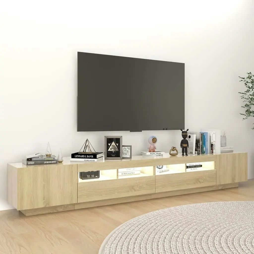 TV Cabinet with LED Lights Sonoma Oak 260x35x40 cm 3081918