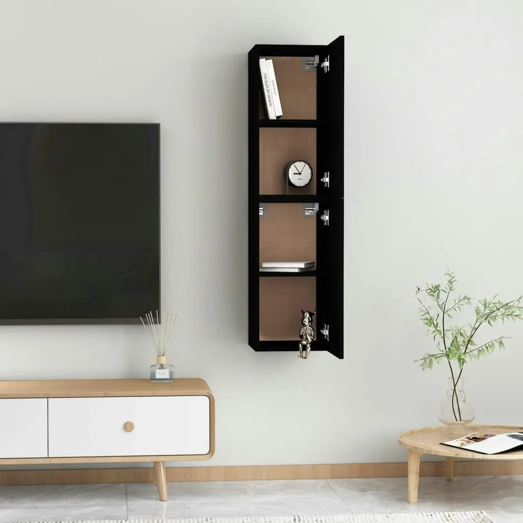 TV Cabinets 2 pcs Black 30.5x30x60 cm Engineered Wood 803329