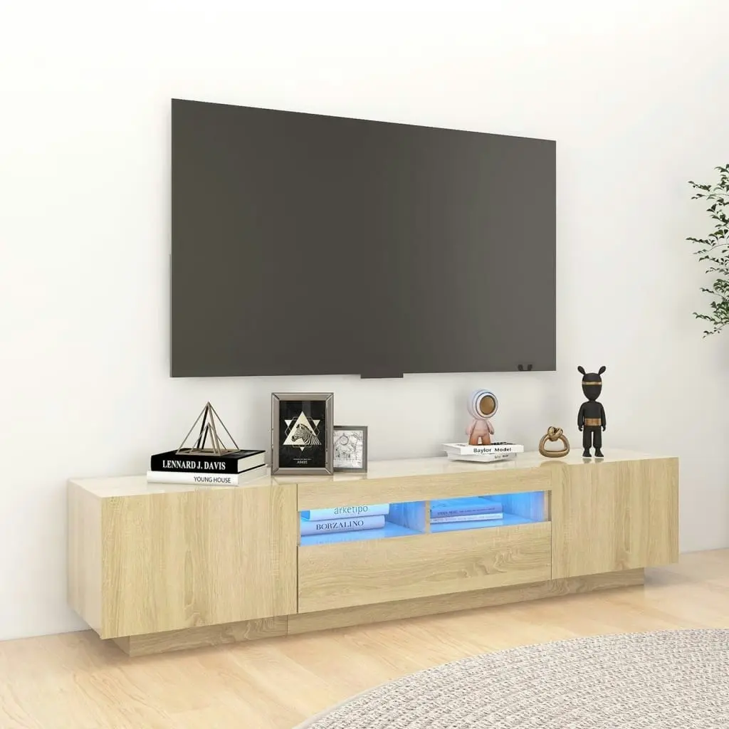 TV Cabinet with LED Lights Sonoma Oak 180x35x40 cm 3081900