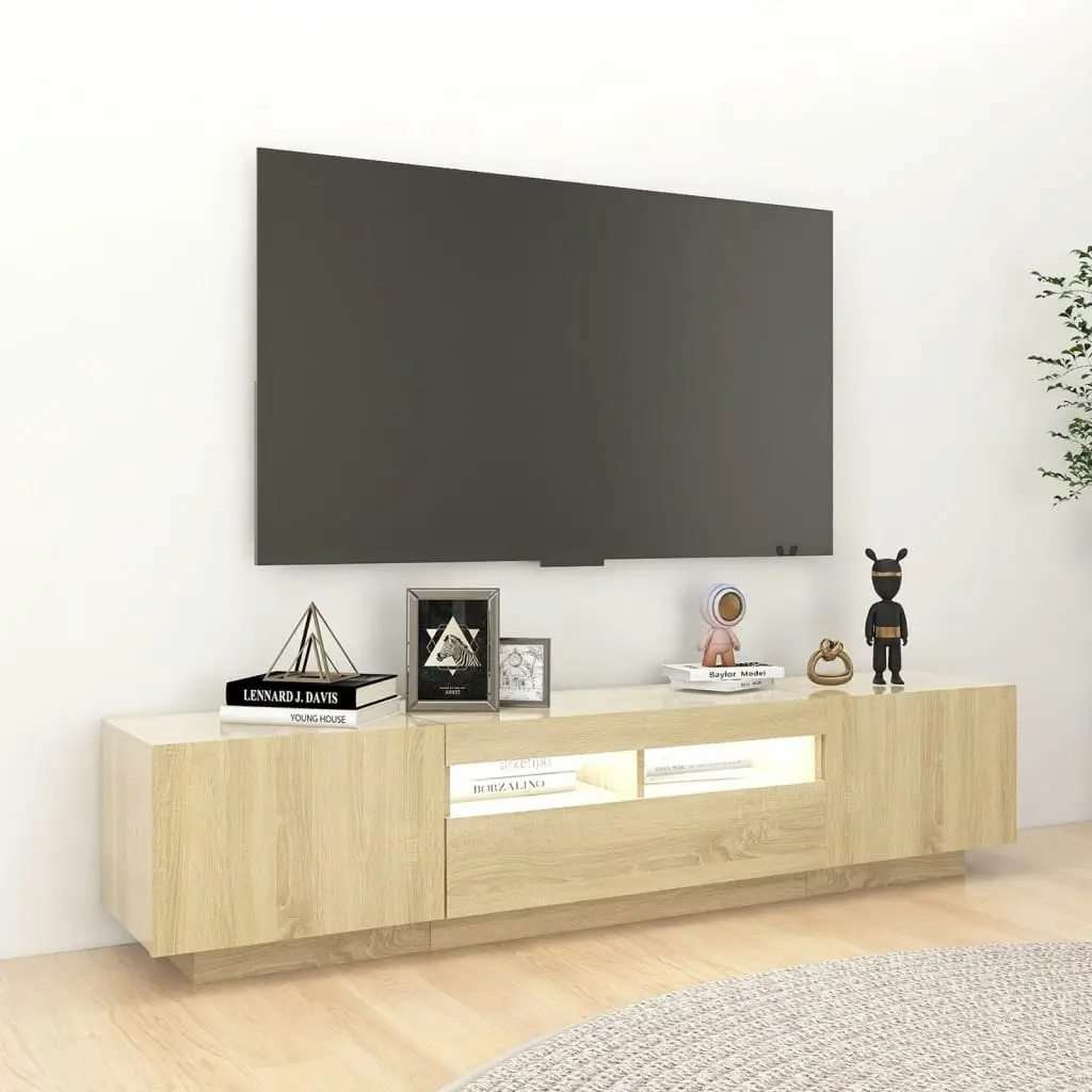 TV Cabinet with LED Lights Sonoma Oak 180x35x40 cm 3081900