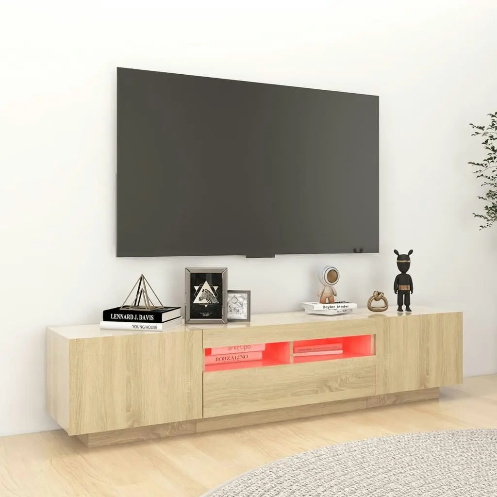 TV Cabinet with LED Lights Sonoma Oak 180x35x40 cm 3081900