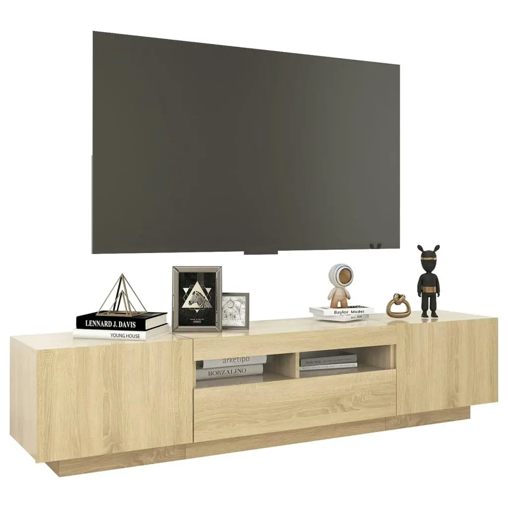 TV Cabinet with LED Lights Sonoma Oak 180x35x40 cm 3081900