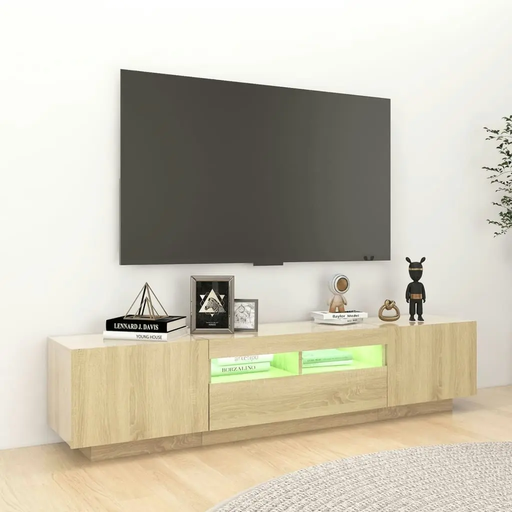 TV Cabinet with LED Lights Sonoma Oak 180x35x40 cm 3081900