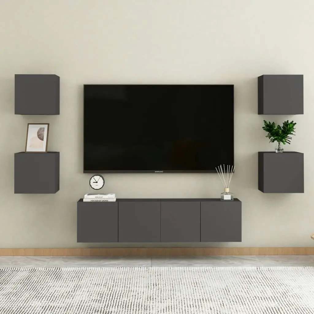 Wall Mounted TV Cabinets 2 pcs Grey 30.5x30x30 cm 804488