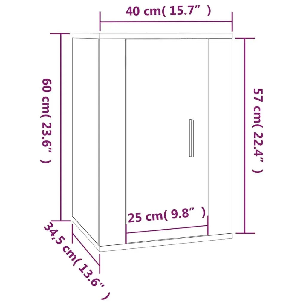 Wall Mounted TV Cabinet Brown Oak 40x34.5x60 cm 816670