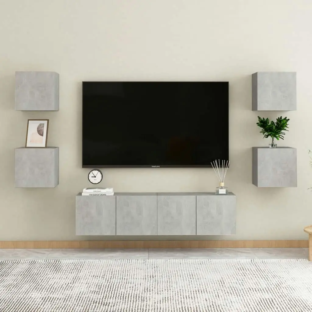 Wall Mounted TV Cabinets 4 pcs Concrete Grey 30.5x30x30 cm 804495