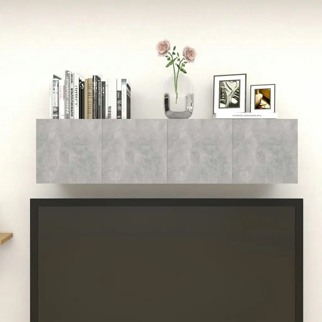 Wall Mounted TV Cabinets 4 pcs Concrete Grey 30.5x30x30 cm 804495