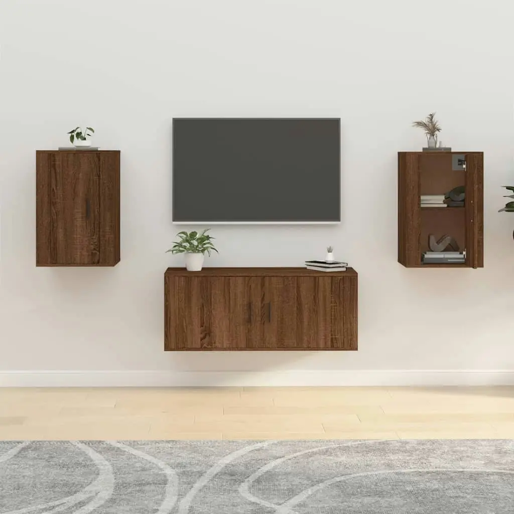 Wall Mounted TV Cabinets 2 pcs Brown Oak 40x34.5x60 cm 816671