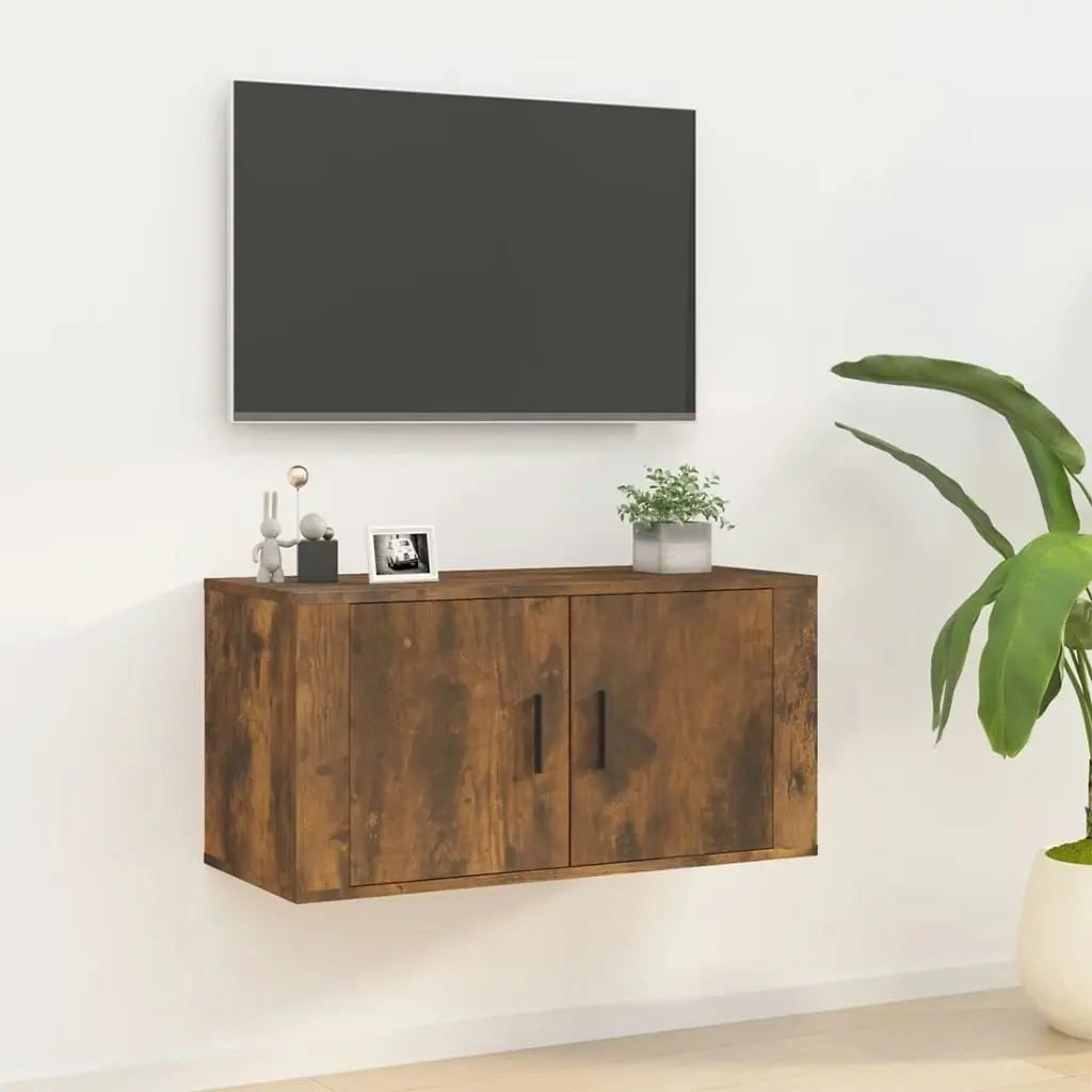 Wall Mounted TV Cabinet Smoked Oak 80x34.5x40 cm 816629