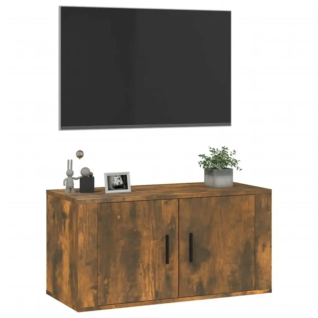 Wall Mounted TV Cabinet Smoked Oak 80x34.5x40 cm 816629