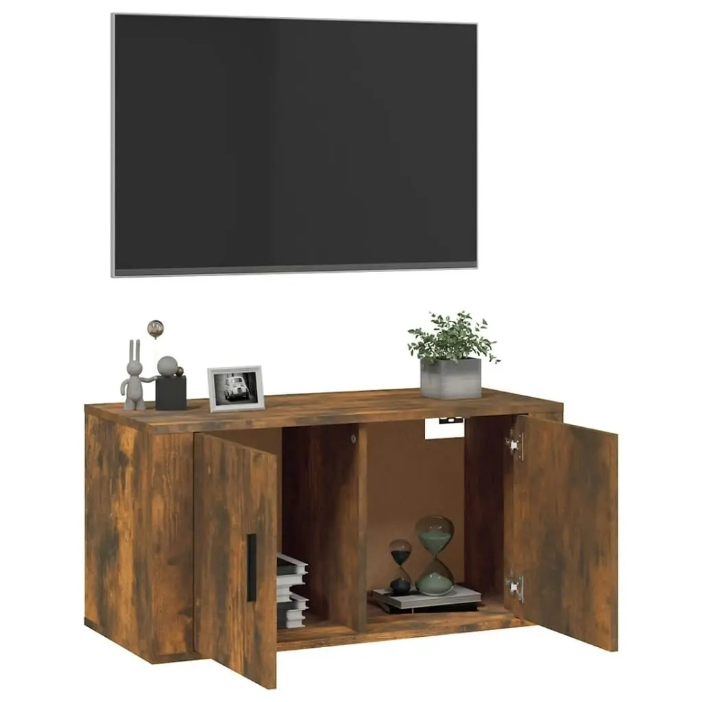 Wall Mounted TV Cabinet Smoked Oak 80x34.5x40 cm 816629