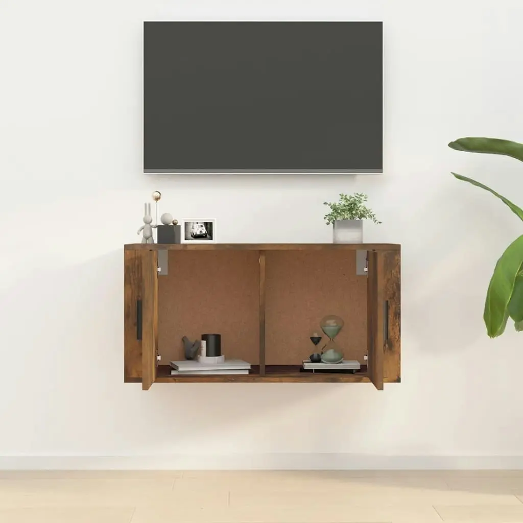 Wall Mounted TV Cabinet Smoked Oak 80x34.5x40 cm 816629