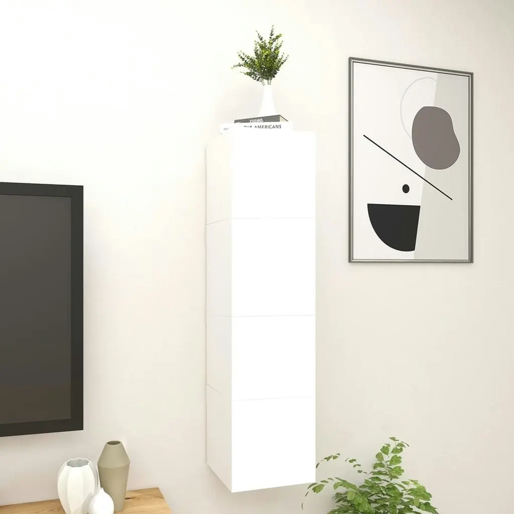 Wall Mounted TV Cabinets 4 pcs High Gloss White 30.5x30x30 cm 804501