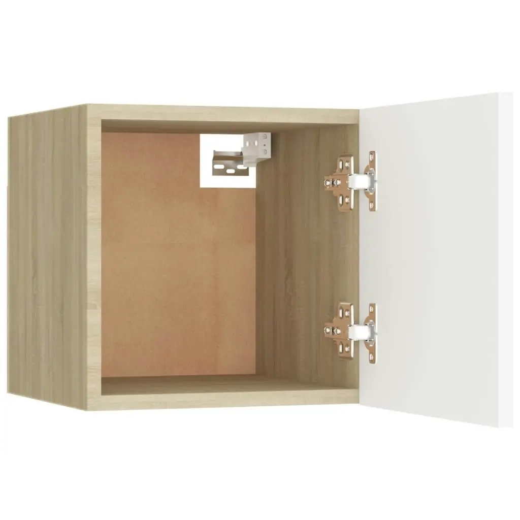 Wall Mounted TV Cabinet White and Sonoma Oak 30.5x30x30 cm 804496