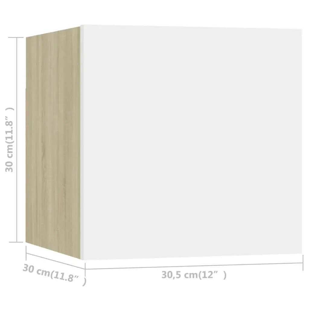 Wall Mounted TV Cabinet White and Sonoma Oak 30.5x30x30 cm 804496