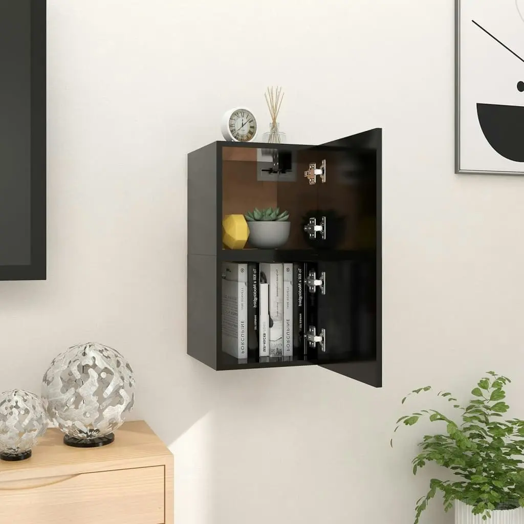 Wall Mounted TV Cabinets 2 pcs Black 30.5x30x30 cm 804485