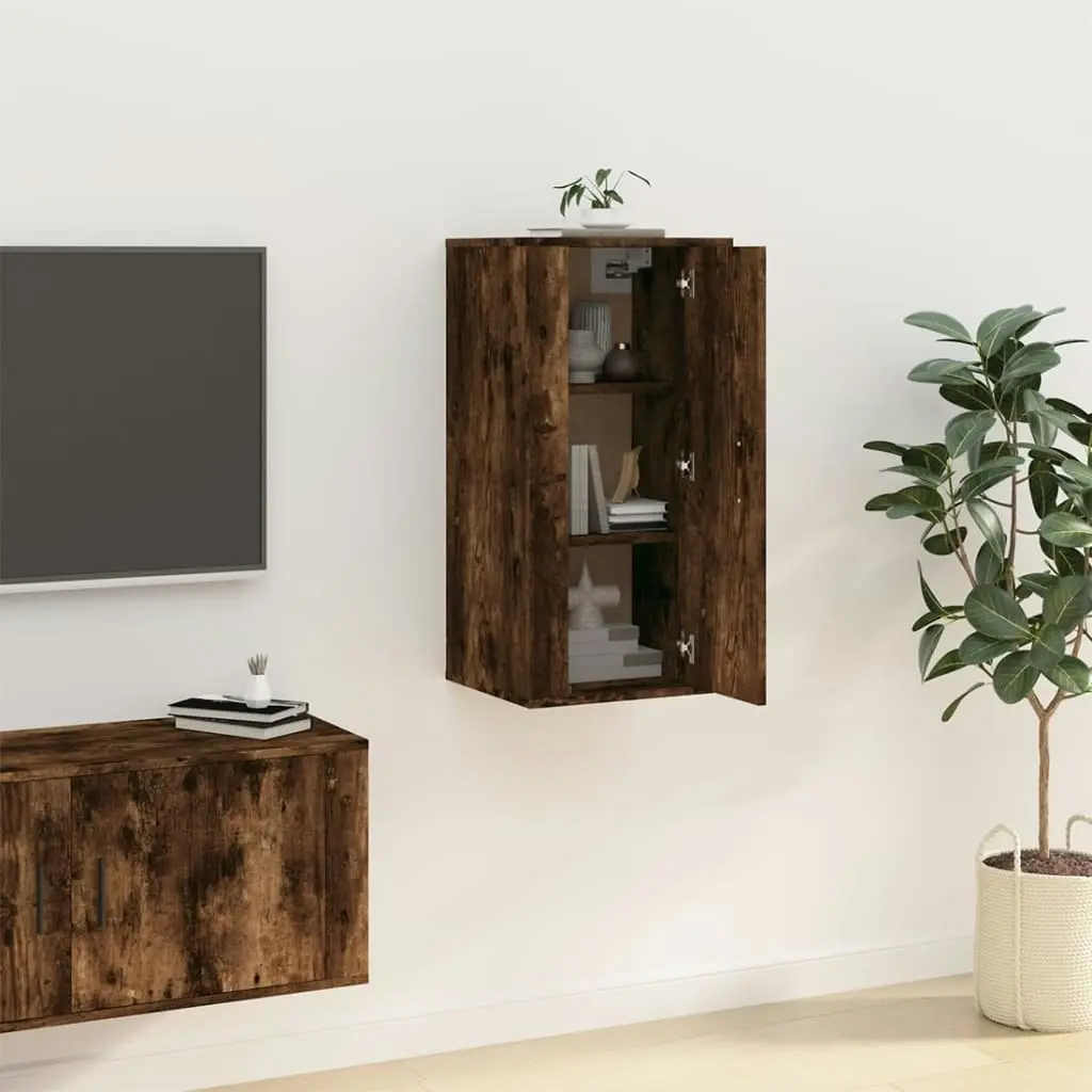 Wall Mounted TV Cabinet Smoked Oak 40x34.5x80 cm 816677