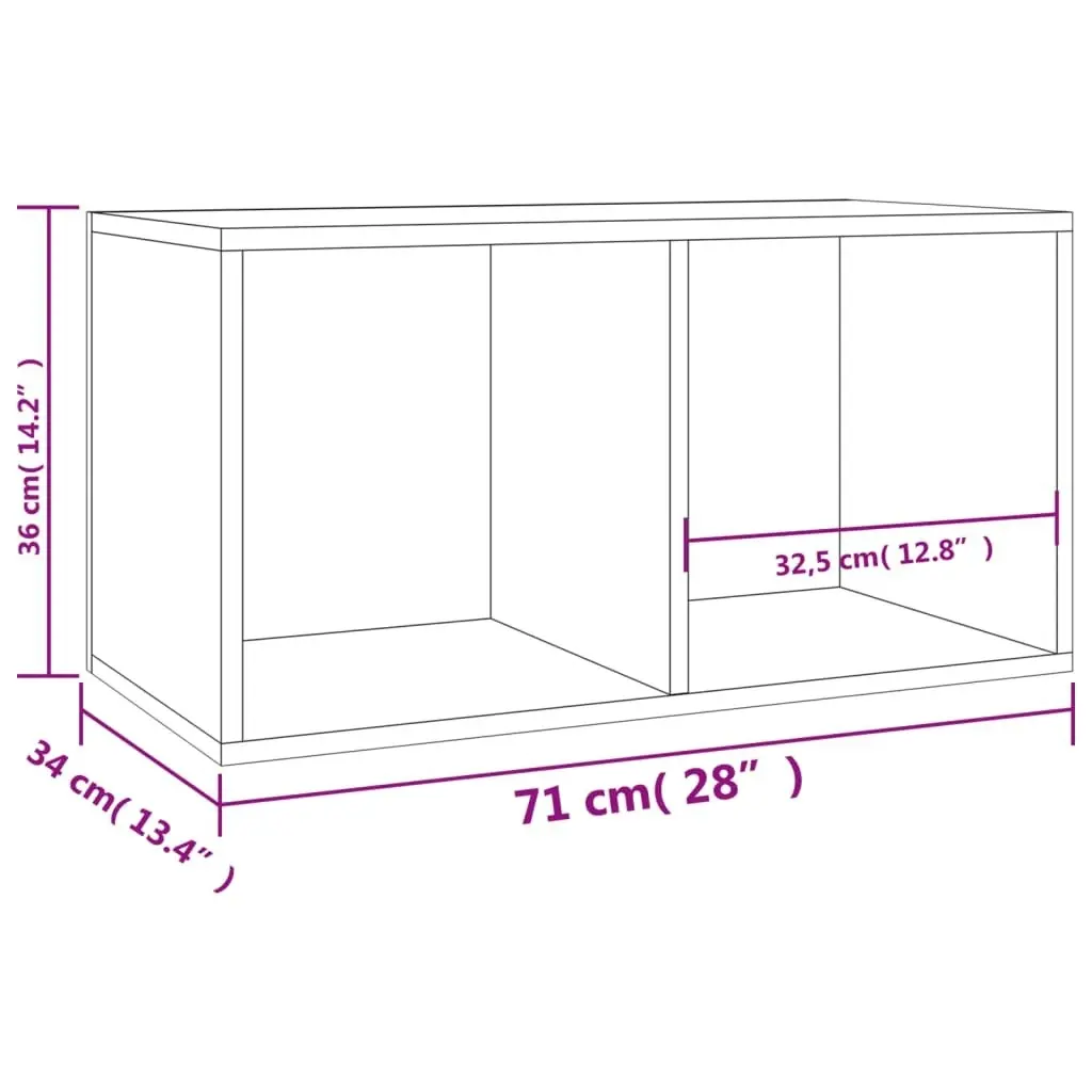 Vinyl Storage Box Concrete Grey 71x34x36 cm Engineered Wood 800121