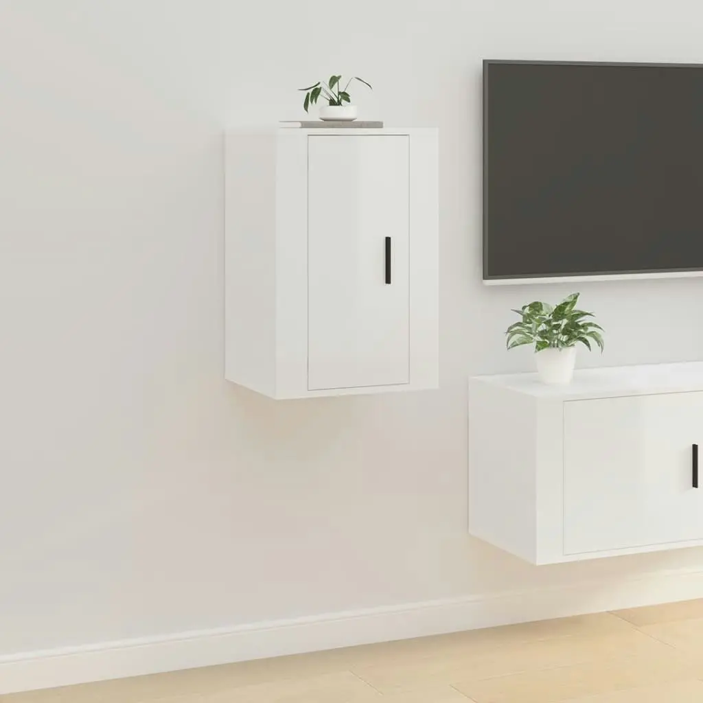 Wall Mounted TV Cabinet High Gloss White 40x34.5x60 cm 816660