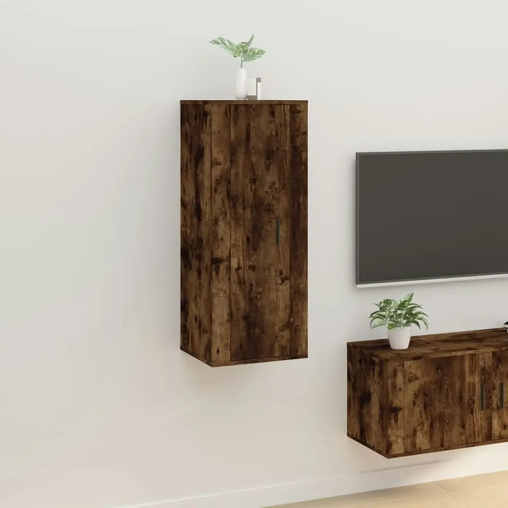 Wall Mounted TV Cabinet Smoked Oak 40x34.5x100 cm 816685