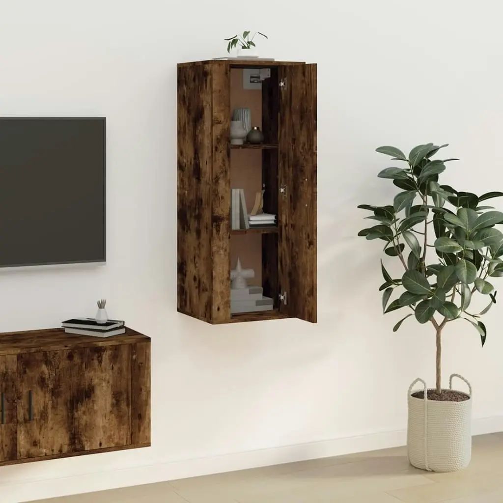 Wall Mounted TV Cabinet Smoked Oak 40x34.5x100 cm 816685