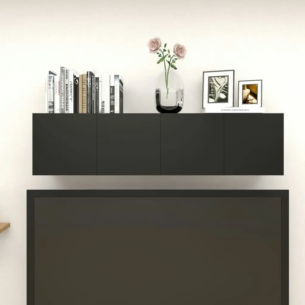 Wall Mounted TV Cabinets 4 pcs Black 30.5x30x30 cm 804486