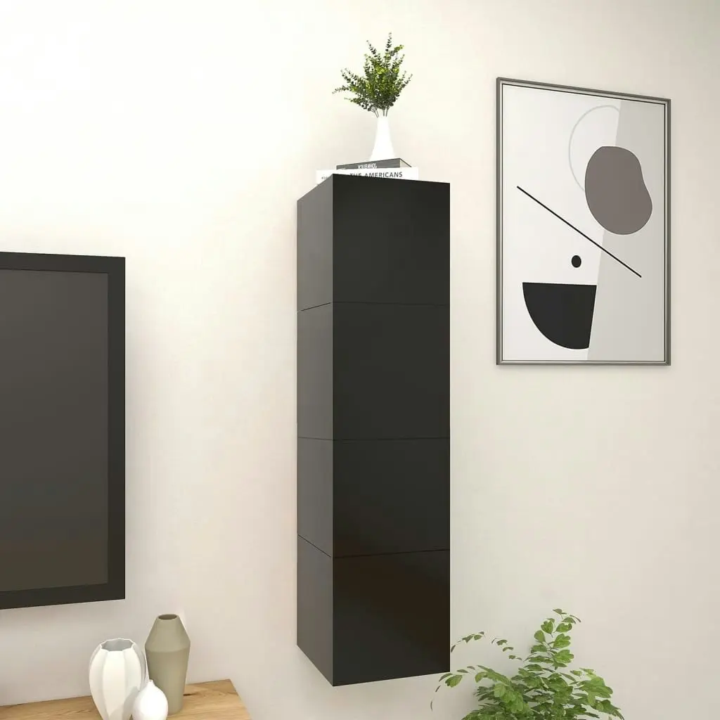 Wall Mounted TV Cabinets 4 pcs Black 30.5x30x30 cm 804486