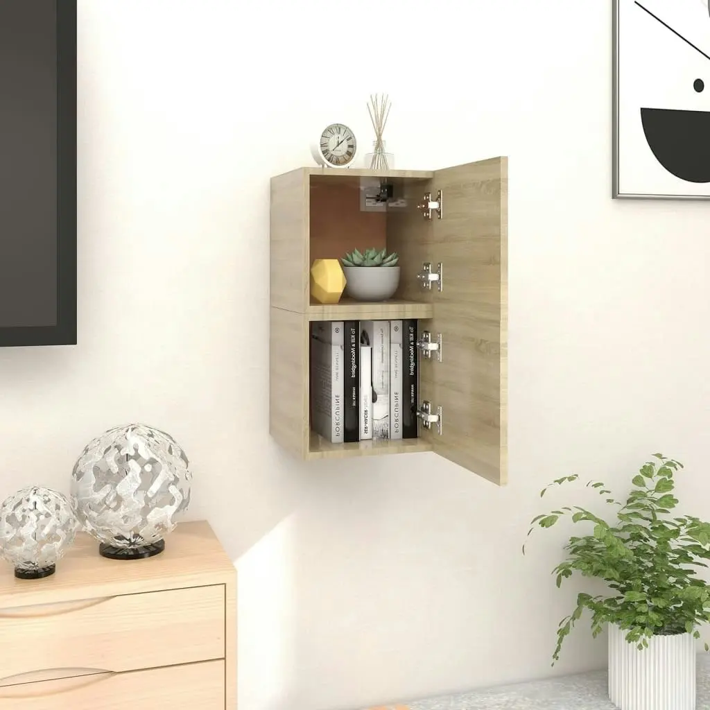 Wall Mounted TV Cabinets 2 pcs Sonoma Oak 30.5x30x30 cm 804491